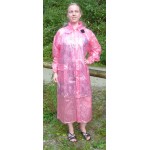 PVC Plastik - Mantel Regenmantel Damen modern Klettkragen Pink gepunktet 