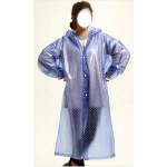 Plastik - Mantel Regenmantel Damen DD006 blau gepunktet -