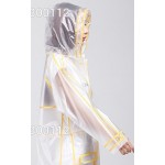 PVC - Mantel Regenmantel Damen natur transparent Rand: gelb 908YELLOW 